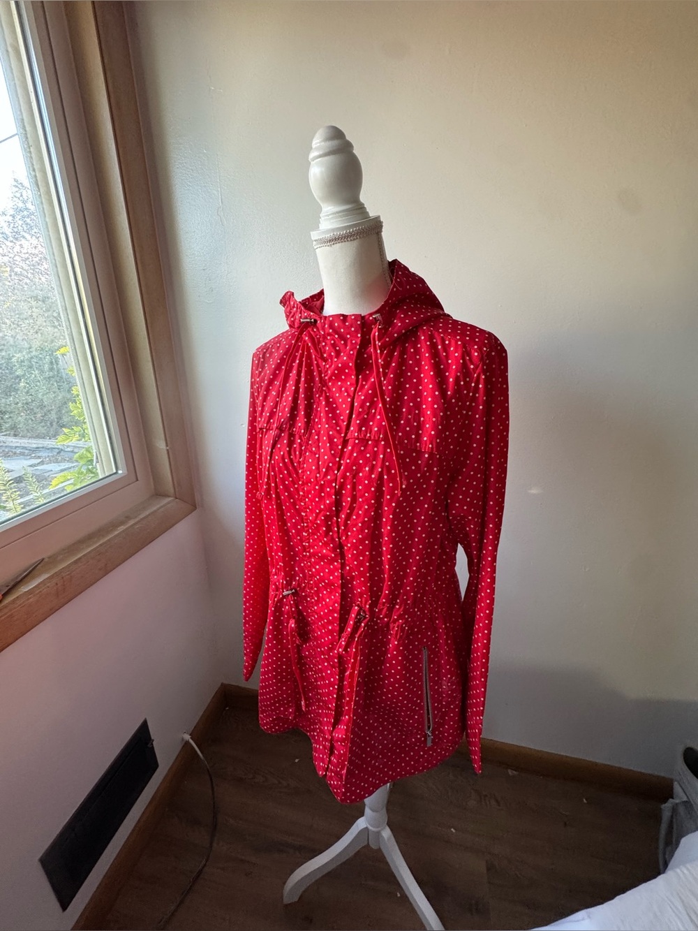 Merona Red & White Polka Dot Hooded Jacket – XXL